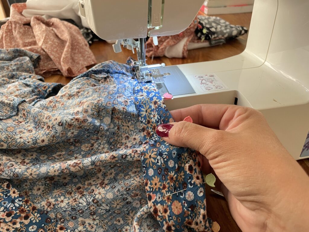 sewing the new sleeve hem