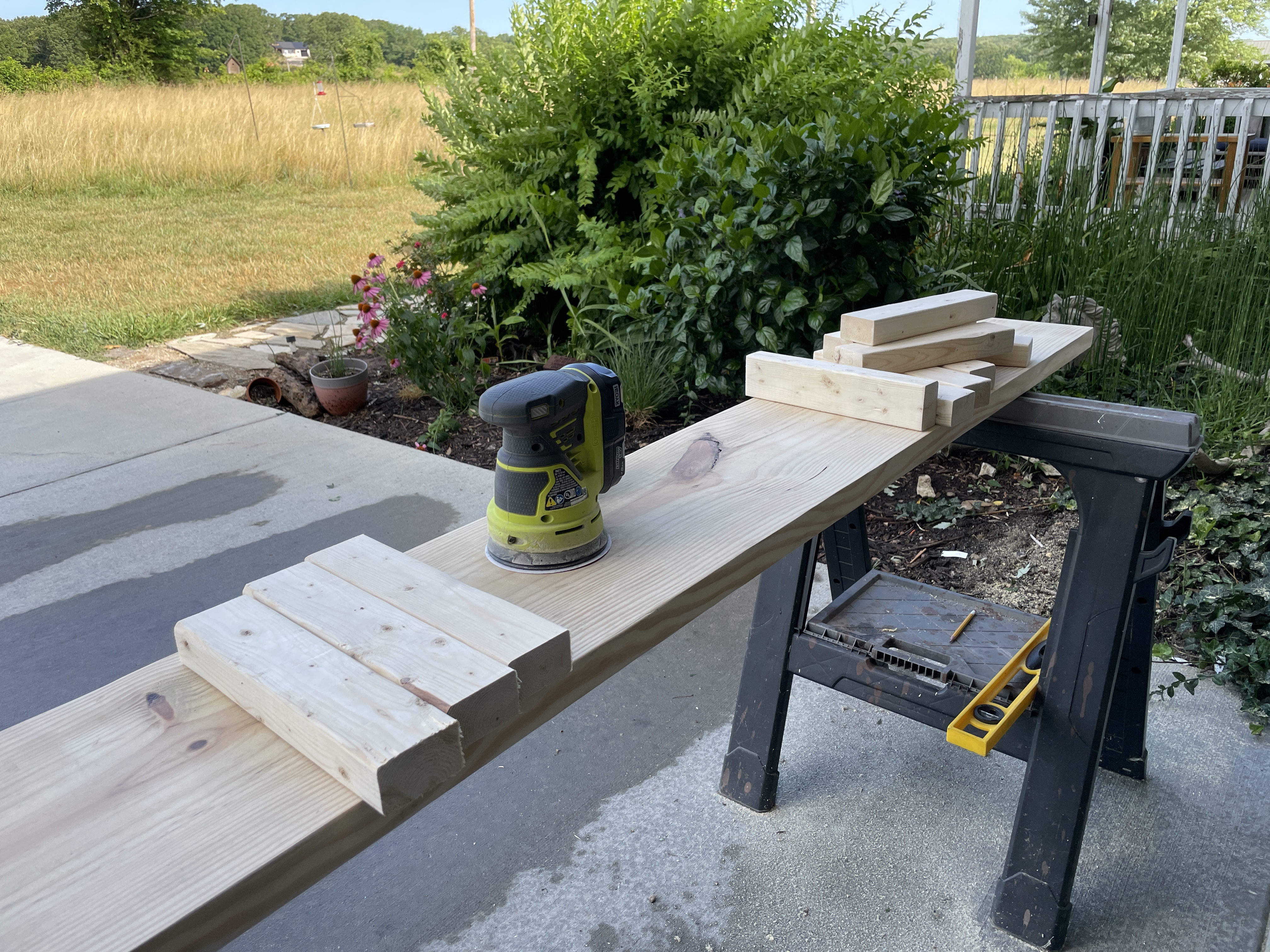 Sanding the shelves