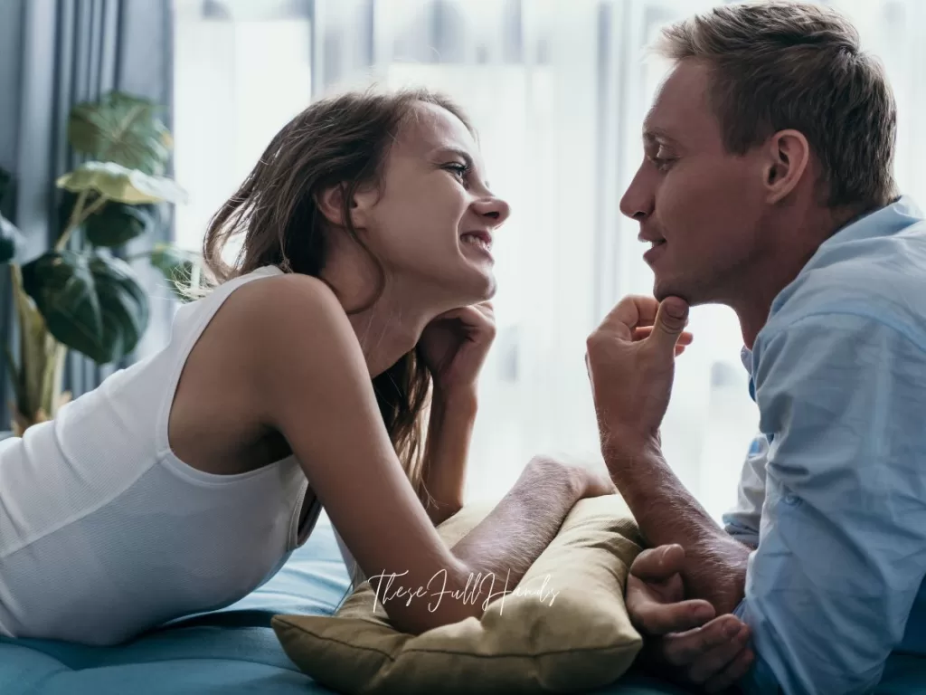 married couple talking to one another face to face