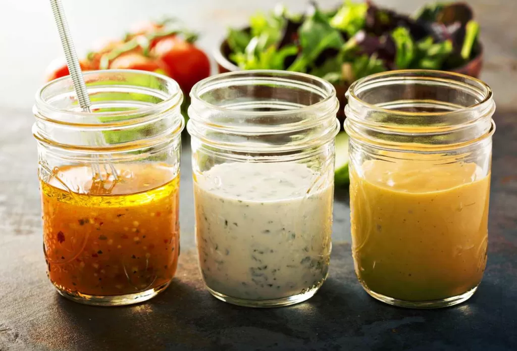 jars of homemade dressings and sauces